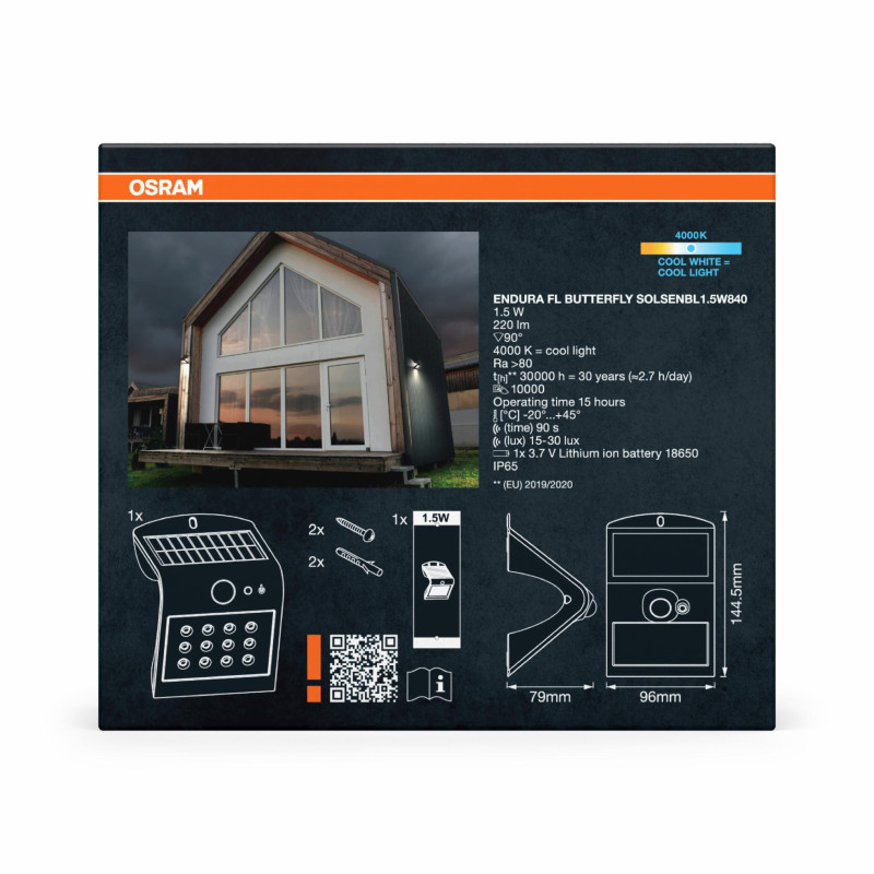 Світильник 1.5W 3.7V 220lm 4000K IP65 96x144.5x79mm [4099854429392] Osram ENDURA Flood