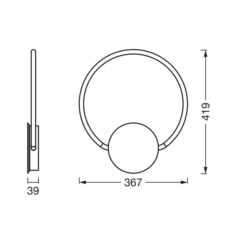 LED Светильник накладной 10W 230V 800lm 3000K 367x39x419mm [4099854452697] Osram DECOR AURA WALL