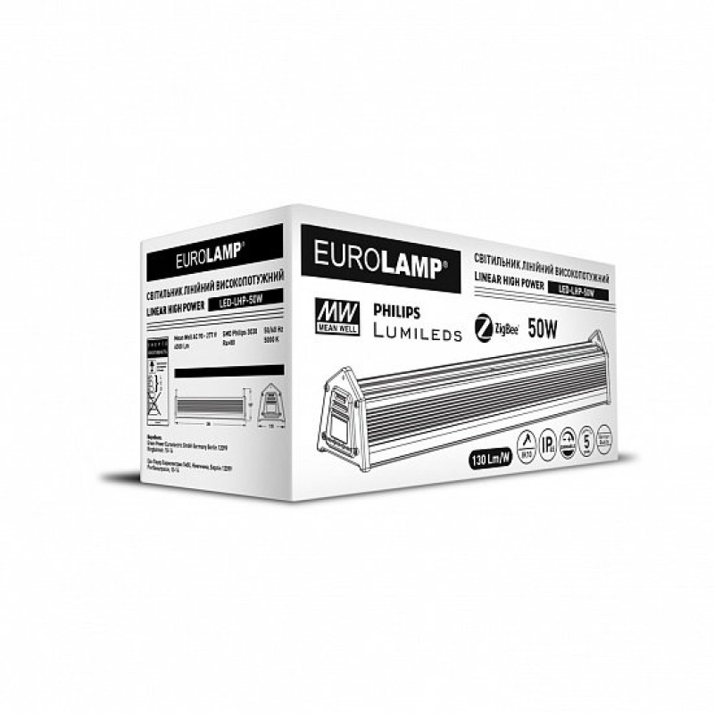 Cветильник LED линейный 50W 6500lm 5000K 284х115х137mm IP65 подвесной [4260484994066] LED-LHP-50W EUROLAMP