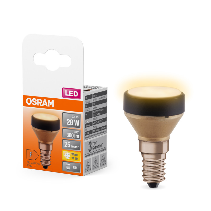 Лампа світлодіодна 3.5W 220V 300lm 2700K E14 35x54mm плоска [4099854356773] OSRAM LED FLAT 28
