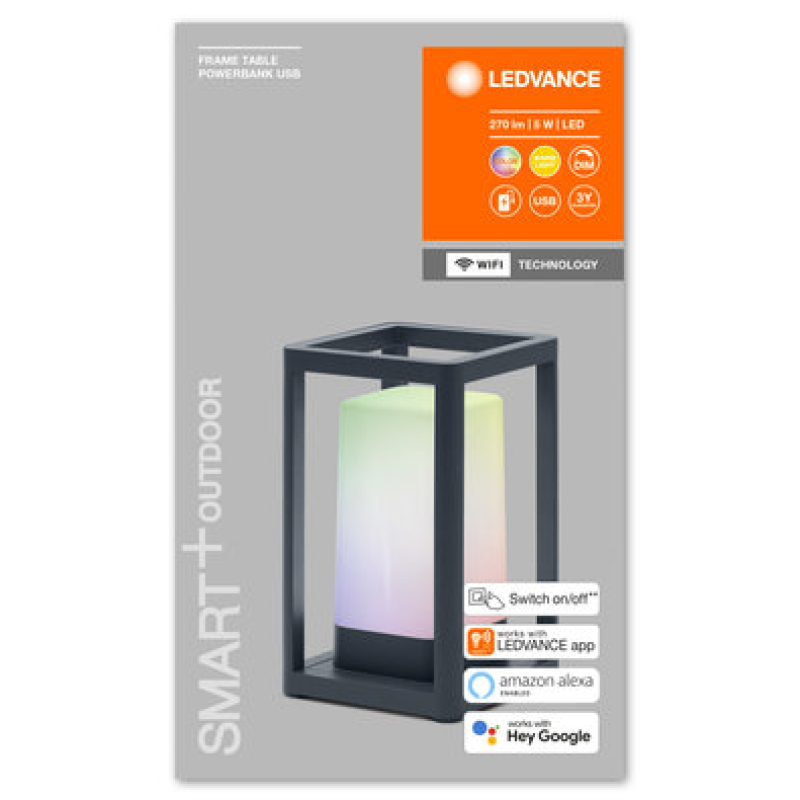 SMART светильник 5W 5V 310lm 3000K RGB 120х203х120mm [4058075564466] Ledvance POWERBANK TABLE FRAME