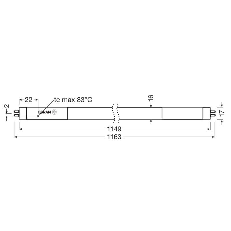 Лампа трубка LED 26W 1149mm 40-70V 4000lm 4000K G5 двустороннее подключение [4058075543027] OSRAM SubstiTUBE