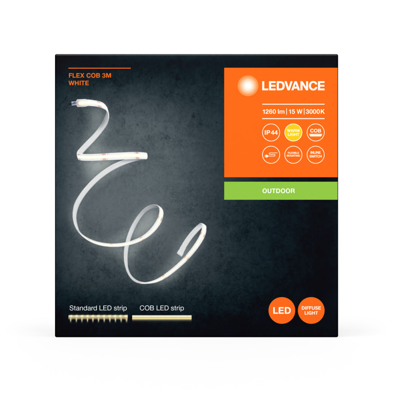 Светодиодная лента 15W 220V 1100lm 3000K IP44 3000х4х12mm [4099854095344] LEDVANCE Cob Strips