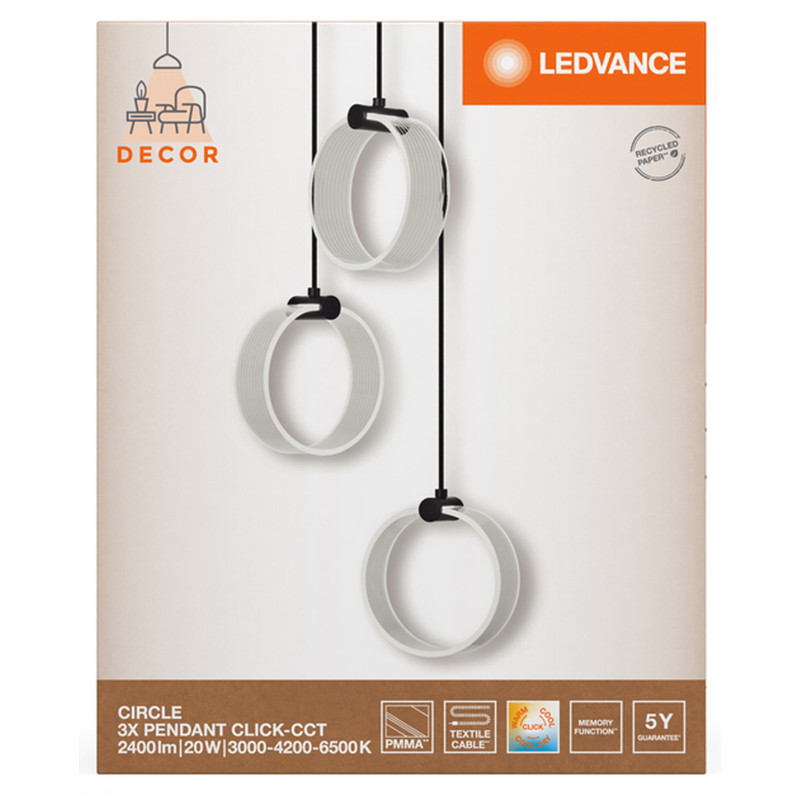 LED Светильник подвесной 20W 230V 2400lm 3000-6500K IP20 300x190x1210mm [4058075838642] Ledvance Décor Circle