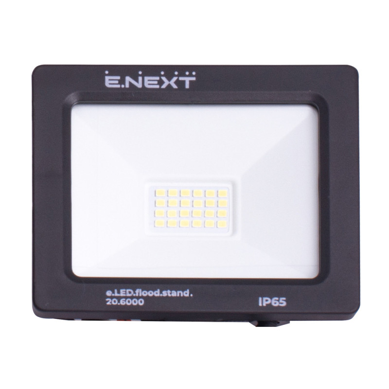 Прожектор LED 20W 220V 1600lm 6000K IP65 110x28x90mm [l0790002] E.NEXT e.LED.flood.stand.20.6000