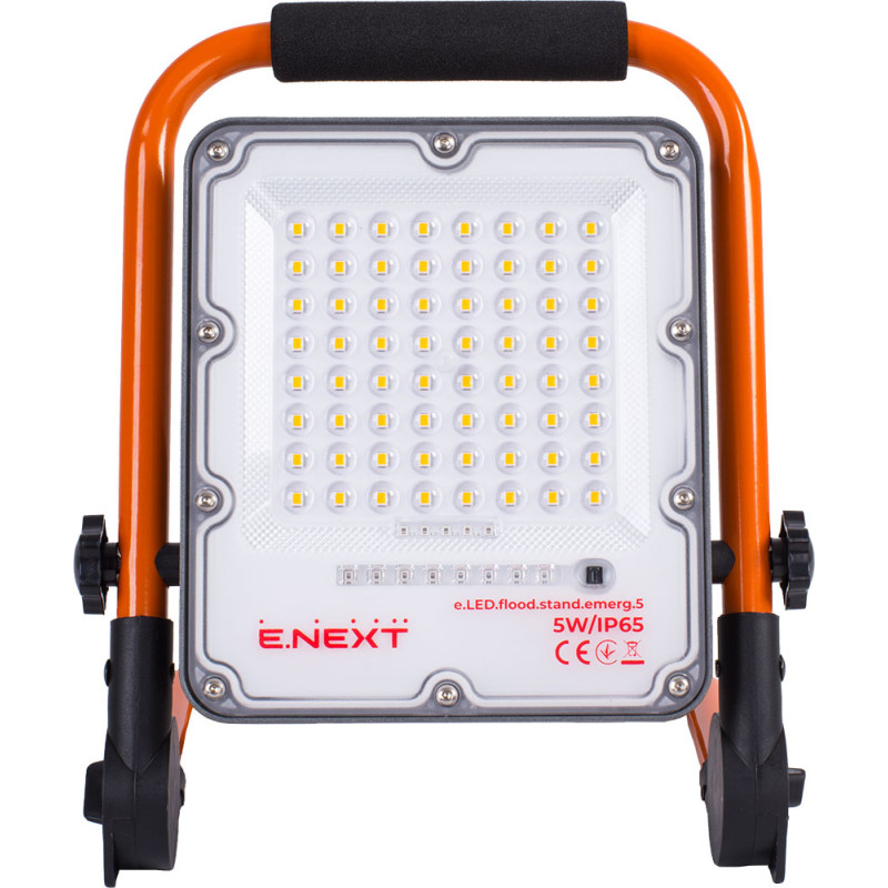 Прожектор LED 5W 220V 300lm 3000mAh IP65 180x37x187mm на аккумуляторе [l0790012] E.NEXT e.LED.flood.stand.emerg.5