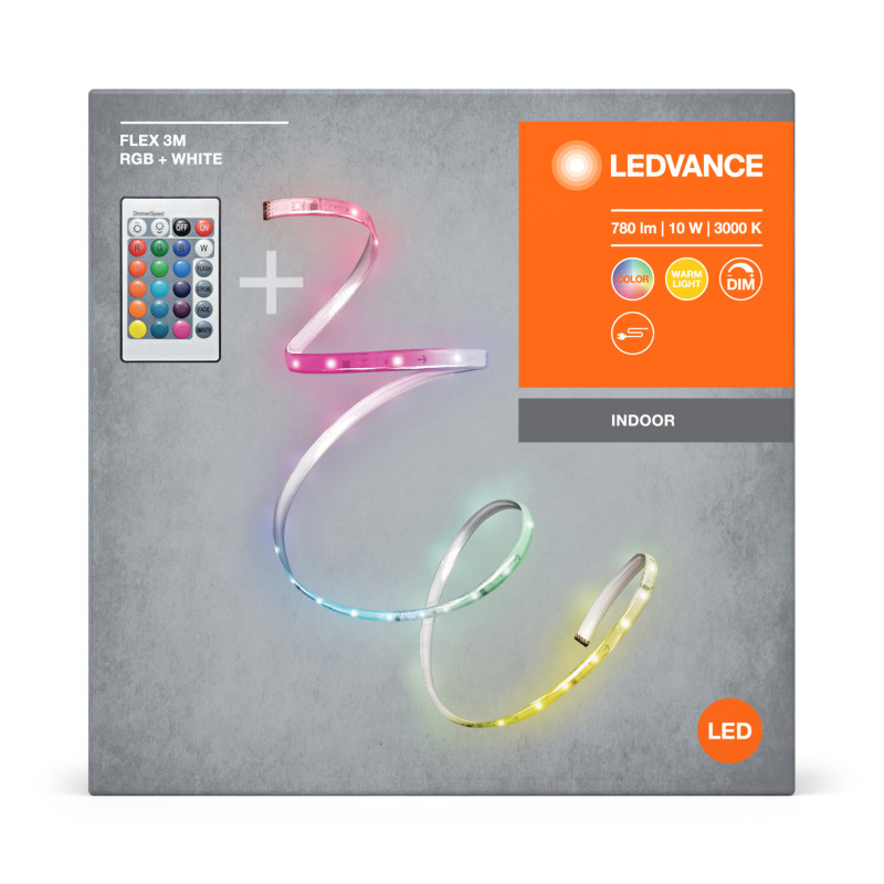LED лента с пультом и аккумулятором RGB 10W 220V 780lm 3000K IP20 DIM [4099854095429] 3000х2х10mm LEDVANCE