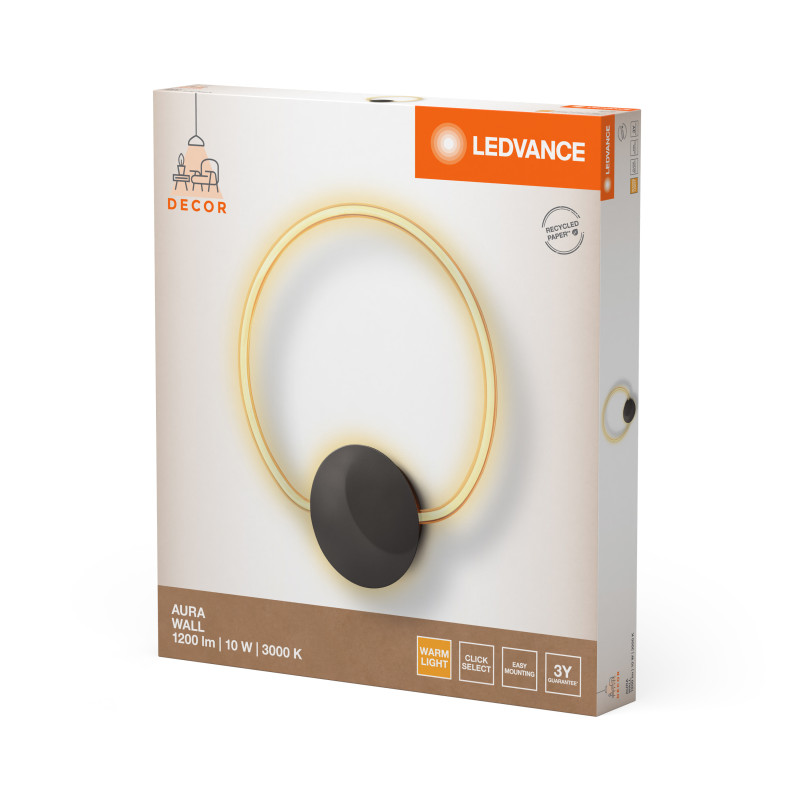 LED Светильник накладной 10W 220V 800lm 3000K 367x39x419mm [4058075842106] Ledvance DECOR AURA WALL