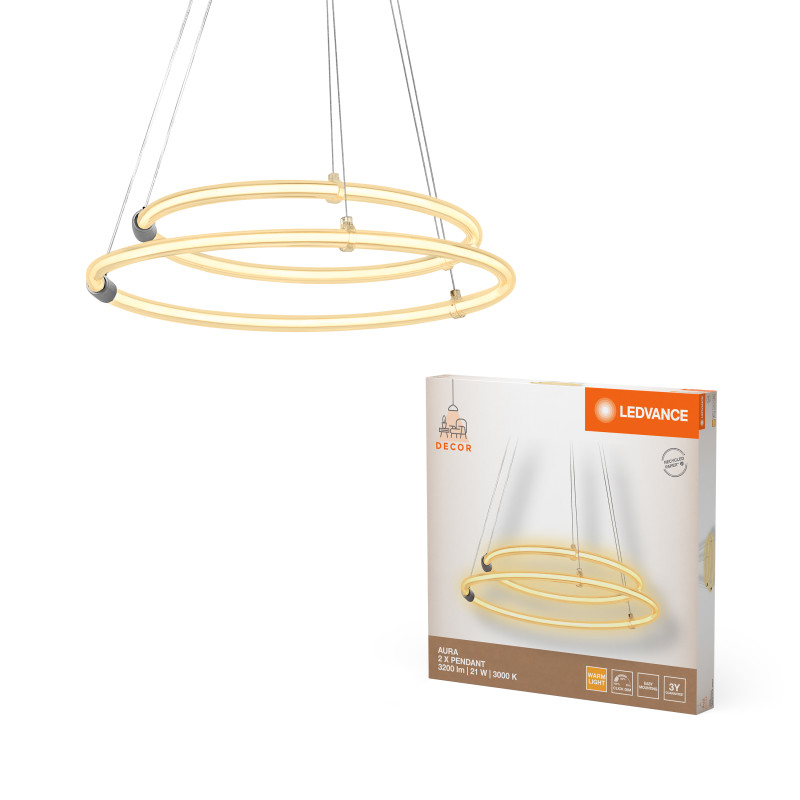 LED Светильник подвесной 21W 220V 2400lm 3000K 498x800mm DIM [4058075842083] Ledvance DECOR AURA 2XPEND