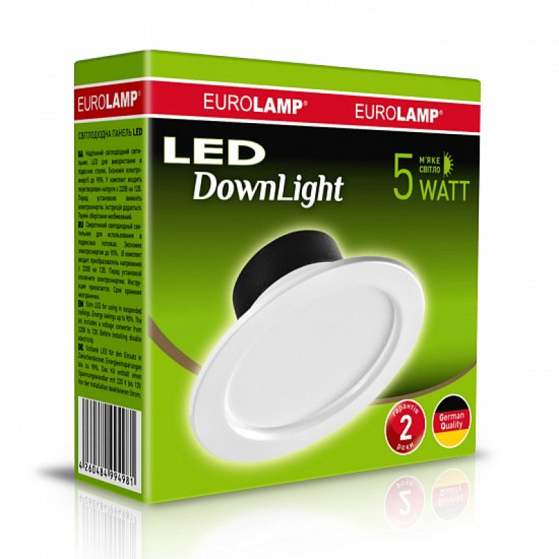 Вбудований LED світильник 5W 400lm 3000K ⌀100 IP20 Білий [4260484994981] LED-DLR-5/3(Е) EUROLAMP