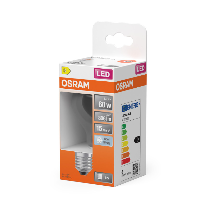 Лампа LED 5,9W 230V 806lm 4000K E27 60x105mm груша [4099854467998] Osram CL A60 Filament