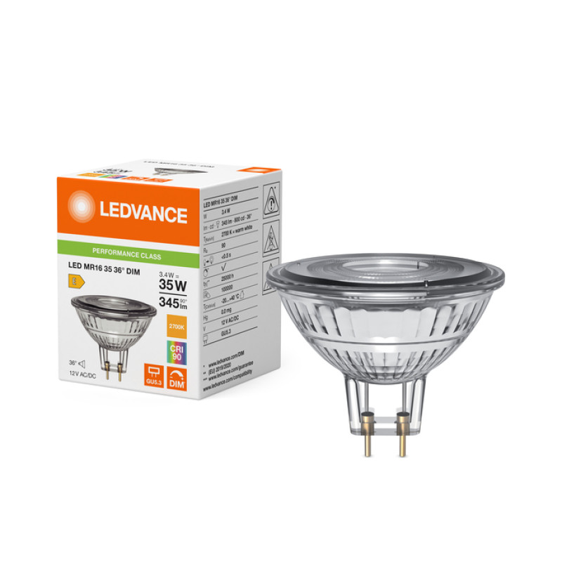 Лампа LED 3,4W 12V 345lm 2700K GU5.3 50x44mm DIM рефлекторная [4099854456572] Ledvance MR163536