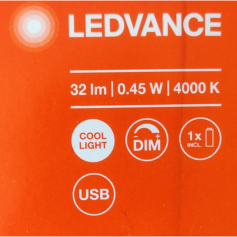 Нічник 0.45W 5V 32lm 4000K 65x18mm [4058075399686] Ledvance DOT-it Touch на акумуляторі DIM