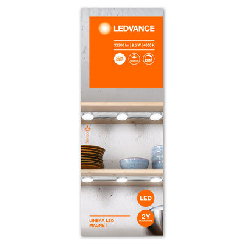 Светильник мебельный 9.50W 220V 600lm 4000K 645x59x71mm [4058075575677] Ledvance LINEAR LED MAGNET в розетку