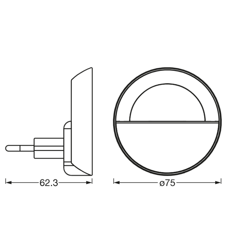Ночник 0.65W 230V 15lm 4000K 62.3x75mm [4099854530715] Osram LUNETTA SUNSET в розетку DIM