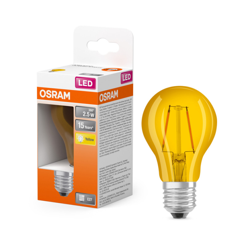 Лампа светодиодная 2,5W 230V 235lm 2200K E27 60x105mm груша [4058075433922] Osram Star Classic Yellow