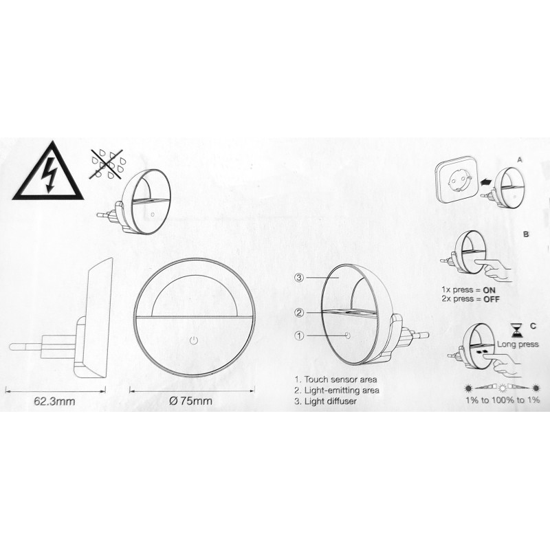 Ночник 0.65W 230V 15lm 4000K 62.3x75mm [4099854530715] Osram LUNETTA SUNSET в розетку DIM