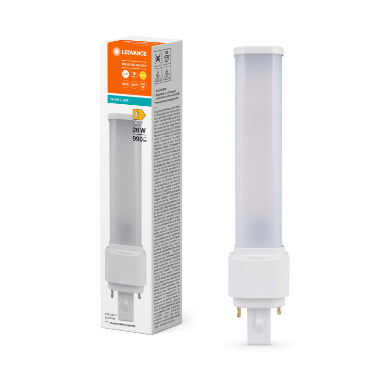 Лампа LED 9W 220V 990lm 3000K G24d-3 171х35mm прямая [4058075823174] LEDVANCE DULUX LED D EM