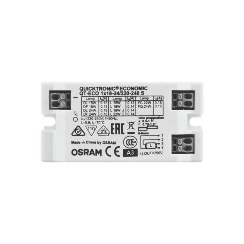 1x18-24 ЕПРА для люмінесцентних ламп 220-240V IP20 [4050300638560] QT-ECO Osram