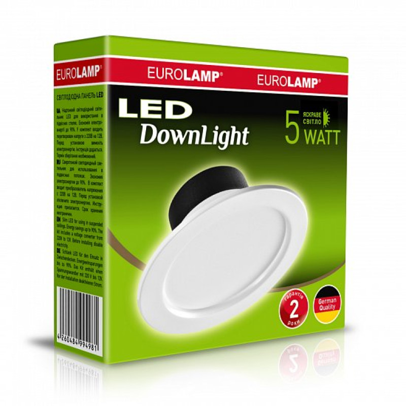 Вбудований LED світильник 5W 400lm 4000K ⌀100 IP20 Білий [4260484994882] LED-DLR-5/4(Е) EUROLAMP