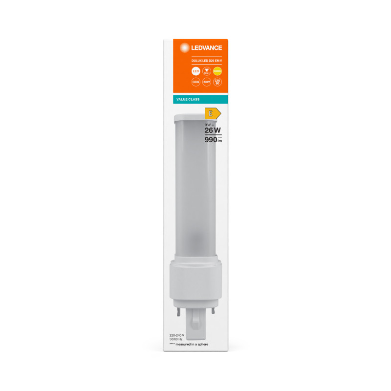 Лампа LED 9W 220V 990lm 3000K G24d-3 171х35mm прямая [4058075823174] LEDVANCE DULUX LED D EM