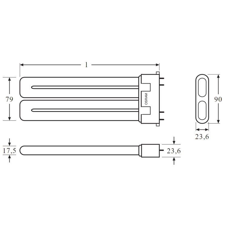 Лампа люминесцентная компактная 18W 58V 1100lm 3000K 2G10 128x16.2mm U-образная [4050300333540] OSRAM DULUX F