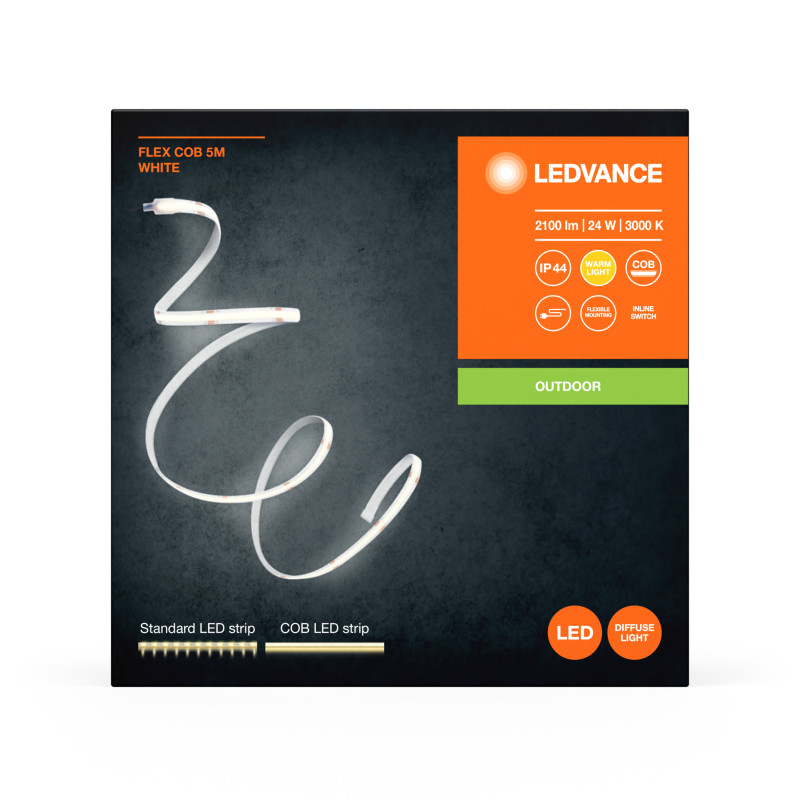 Светодиодная лента 24W 220V 1900lm 3000K IP44 5050х4х12mm [4099854095320] LEDVANCE Cob Strips