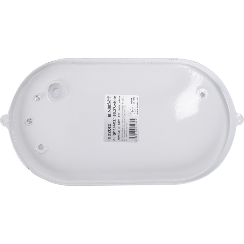 Світильник 60W 230V E27 IP54 овальний 213х100х107mm білий [l002012] E.NEXT e.light.1403.1.60.27.white