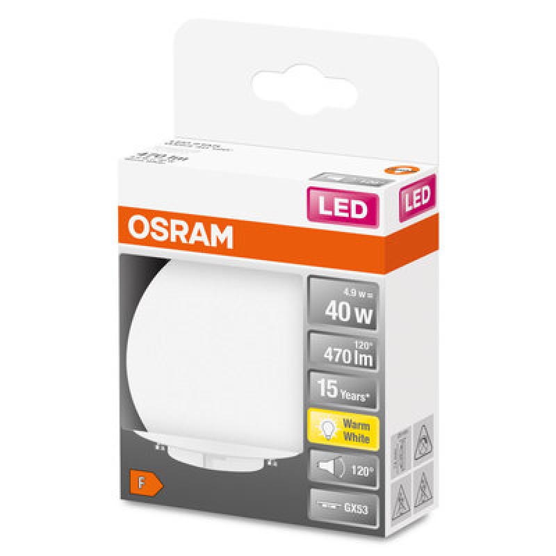 Лампа LED 4.9W 220V 470lm 2700K GX53 75х28mm DIM рефлекторная таблетка [4058075433441] OSRAM LED STAR GX53