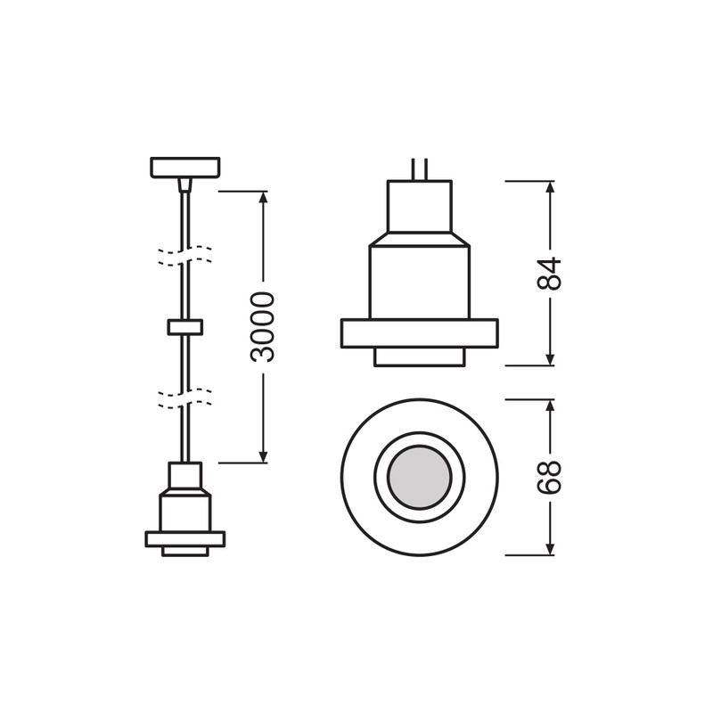Світильник стельовий 230V E27 IP20 68x84mm [4099854419393] Osram Vintage 1906 PenduLum Black