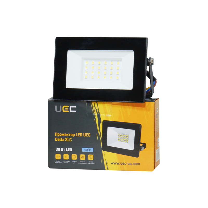 Прожектор LED 30W 230V 2400lm 6500K 122x94x30mm чорний [SLC-30-IP65-0-B] Delta SLC UEC
