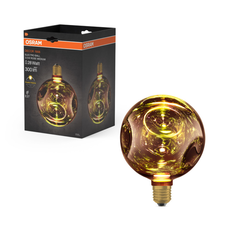 Лампа LED 3,5W 230V 300lm 2700K E27 150x190mm [4099854607615] Flat Décor Medium Rose Osram