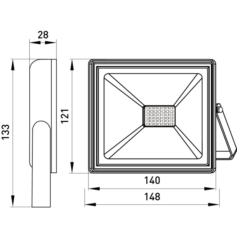 Прожектор LED 30W 220V 2400lm 6000K IP65 140x28x121mm [l0790003] E.NEXT e.LED.flood.stand.30.6000