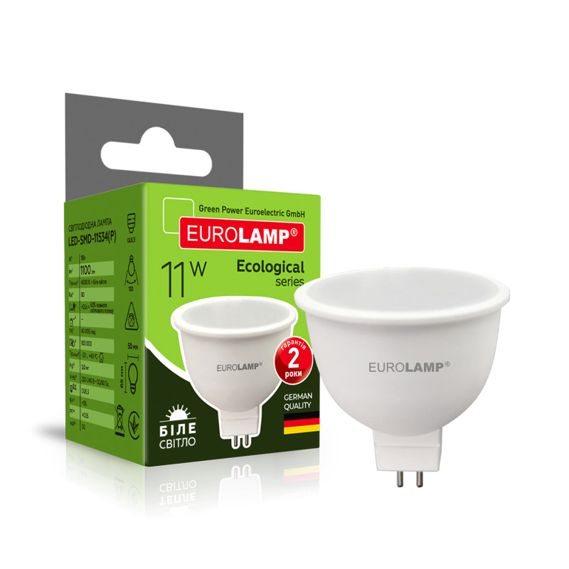 Лампа світлодіодна 11W 220V 990lm 4000K GU5.3 50x65mm рефлекторна [4262380665071] EUROLAMP LED-SMD-11534(P)