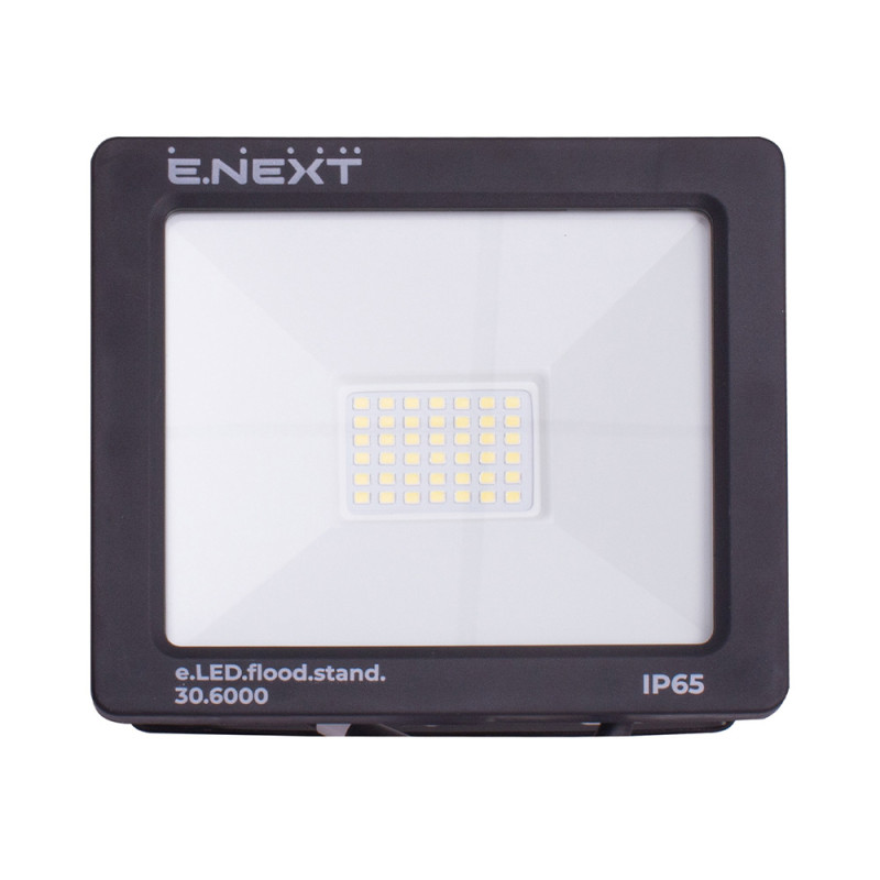 Прожектор LED 30W 220V 2400lm 6000K IP65 140x28x121mm [l0790003] E.NEXT e.LED.flood.stand.30.6000