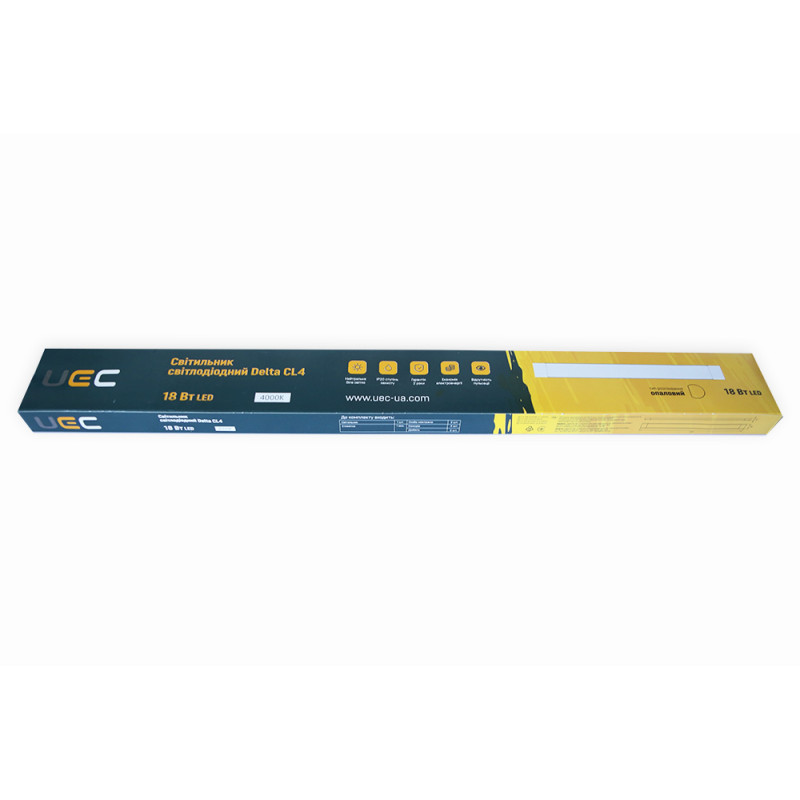 Светильник LED линейный 18W 230V 1200lm 4000K 600x24x66mm IP20 опал белый [CL4D-18-IP20OPN] Delta CL4 UEC