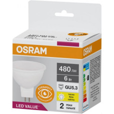 Лампа светодиодная 6W 220V 480lm 3000К GU5.3 50х46mm рефлекторная [4058075689206] led mr16 OSRAM