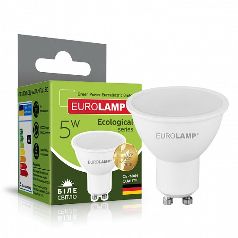 Лампа світлодіодна 5W 220V 440lm 4000K GU10 50х54mm рефлекторна [4260484996435] LED-SMD-05104(P) EUROLAMP