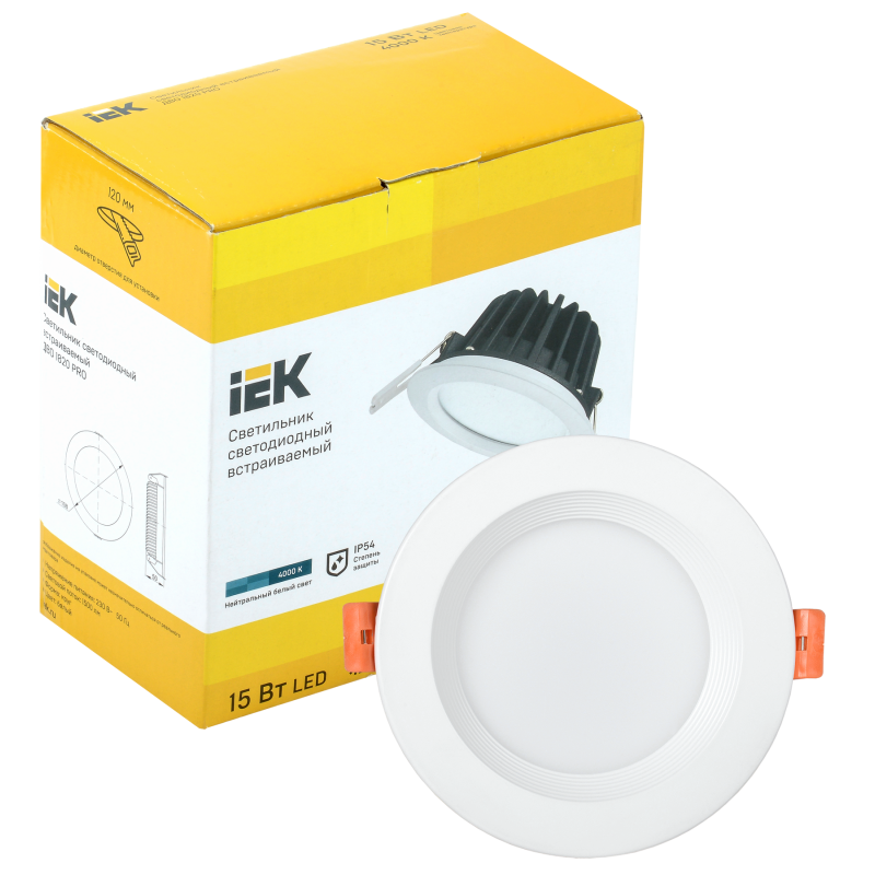 Світильник LED ДВО 1820 PRO біле коло 15Вт 4000K IP54 IEK
