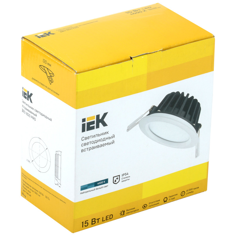 Світильник LED ДВО 1820 PRO біле коло 15Вт 4000K IP54 IEK