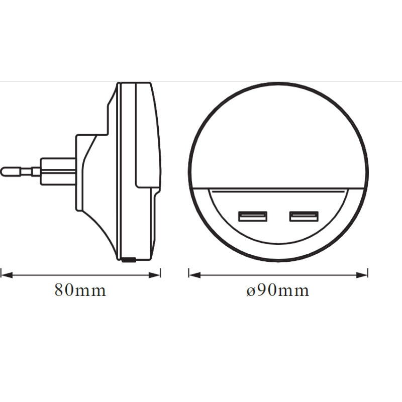 Ночник 13W 220V 3lm 3000K 80x90mm [4058075266902] Ledvance LUNETTA EDGE USB A&C с датчиком освещенности