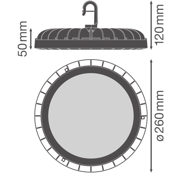 LED Светильник для высоких пролетов 166W 220V 20000lm 4000K ⌀260x50mm IP65 [4058075708198] Ledvance Highbay Compact V