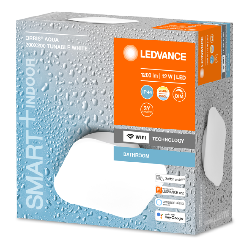 SMART светильник 12W 220V 1200lm 3000-6500K TW WIFI 200х94х200mm [4058075574373] Ledvance ORBIS WALL AQUA DIM