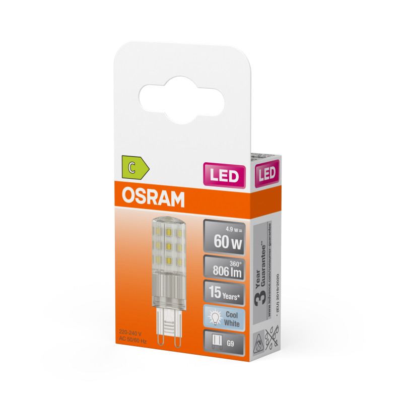 Лампа светодиодная 4.9W 220V 806lm 4000K G9 18x59mm капсула [4058075840546] OSRAM PIN 60