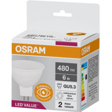 Лампа светодиодная 6W 220V 480lm 4000К GU5.3 50х46mm рефлекторная [4058075689237] led mr16 OSRAM