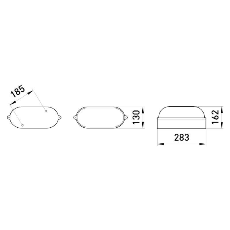 Світильник 100W 230V E27 IP54 овальний 283х130х162mm чорний [l002026] E.NEXT e.light.1401.1.100.27.black