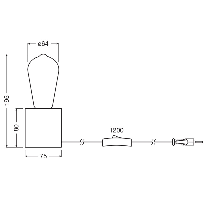 Настільна лампа 2,5W 230V 220lm 2400K E27 75x195mm Edison [4058075850231] Vintage 1906 Table Osram