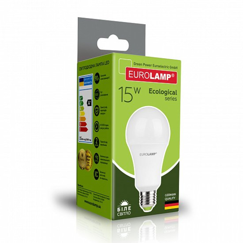 Лампа светодиодная 15W 220V 1380lm 4000K Е27 70х138mm груша [4260484998200] LED-A70-15274(P) EUROLAMP