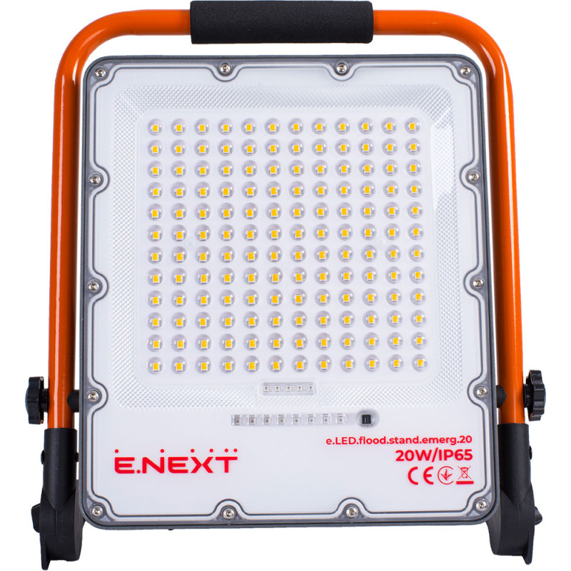 Прожектор LED 20W 220V 1000lm 9000mAh IP65 280x37x262mm на акумуляторі [l0790014] E.NEXT e.LED.flood.stand.emerg.20
