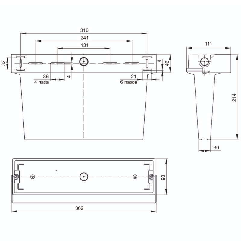 LED Светильник аварийный 5W 230V 30lm 6500K 3часа NiMH 362x90x214mm IP65 [LSSA0-5043-3-65-K03] УЕК ССА 5043-3